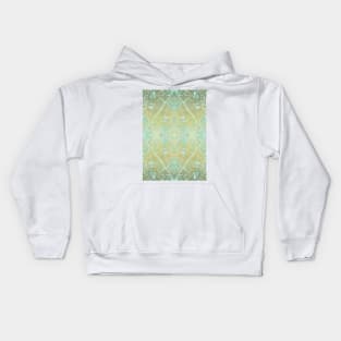 Mint & Gold Effect Diamond Doodle Pattern Kids Hoodie